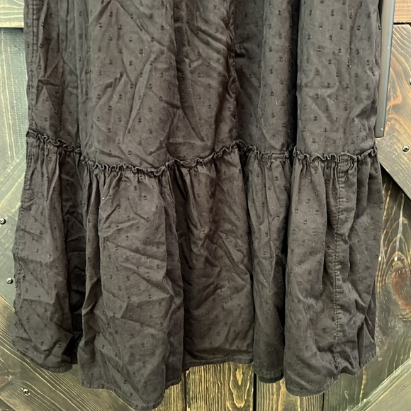 Old Navy Maxi Dress L Tall Black Embroidered Square Ruffle Textured Boho Peasant - Picture 10 of 14